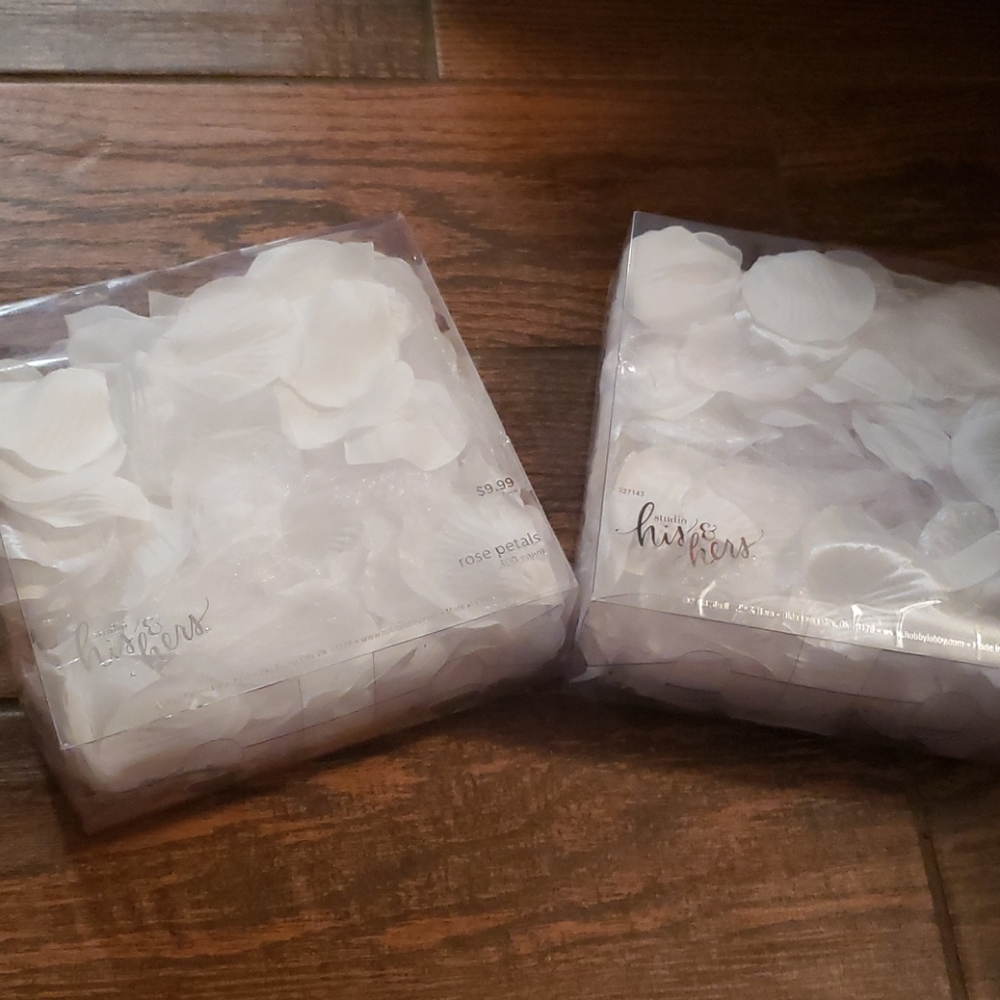 His and hers fabric rose petals